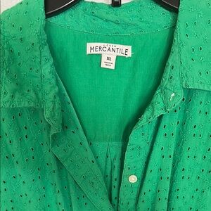 J. Crew Green Eyelet Dress